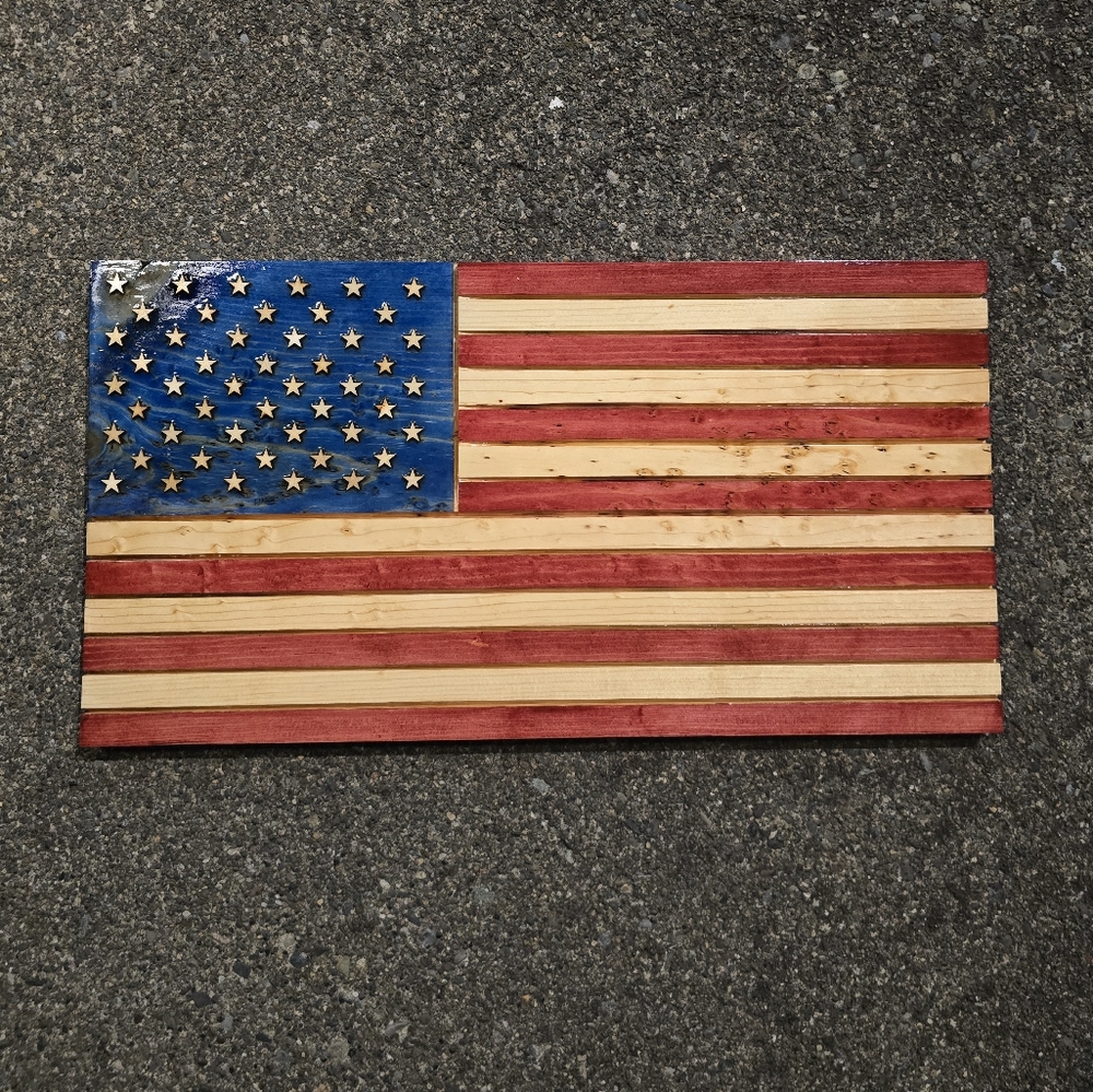 Rustic American Flag Wooden Wall Art